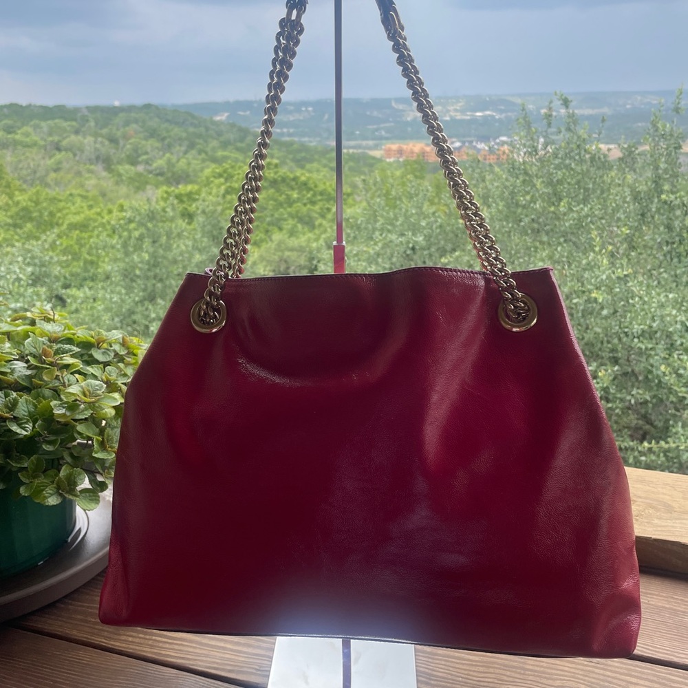 Gucci SOHO Red Leather Chain Shoulder Bag EUC. COA in pics. - Picture 5 of 13